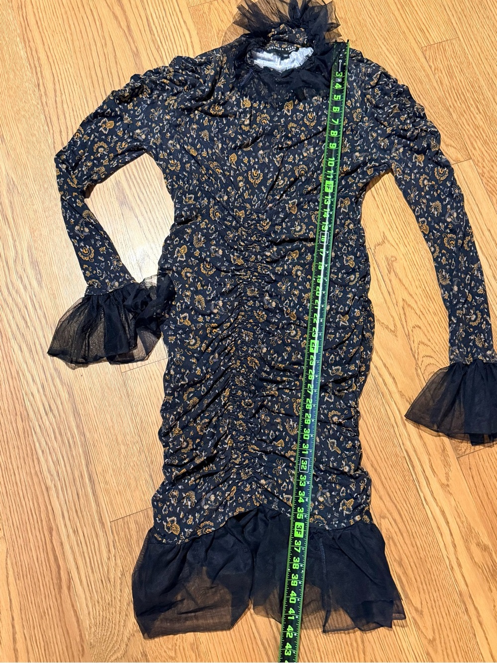Veronica Beard Black and Gold Floral Lace Midi Dress - Picture 8 of 13